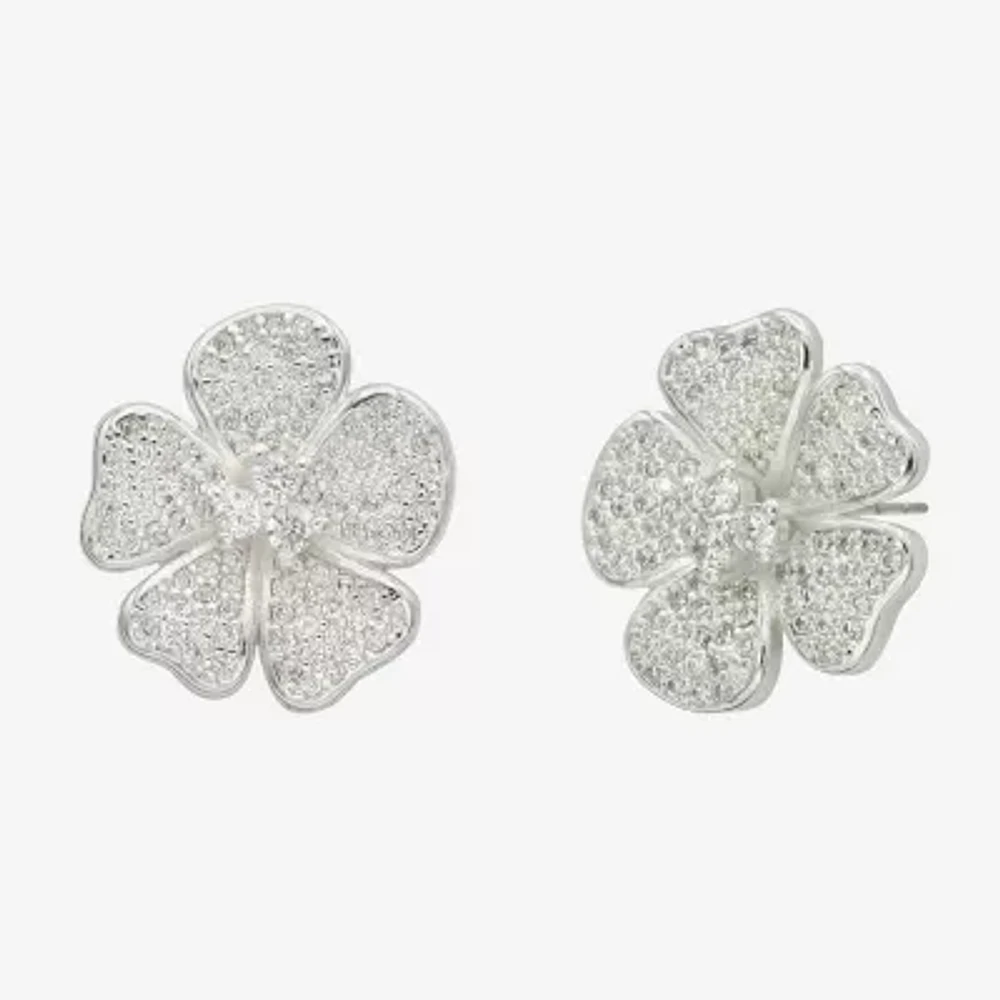 Sparkle Allure Cubic Zirconia 16.9mm Flower Stud Earrings