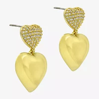 Sparkle Allure Womens Cubic Zirconia 14K Gold Over Brass Pure Silver Over Brass Heart Drop Earrings
