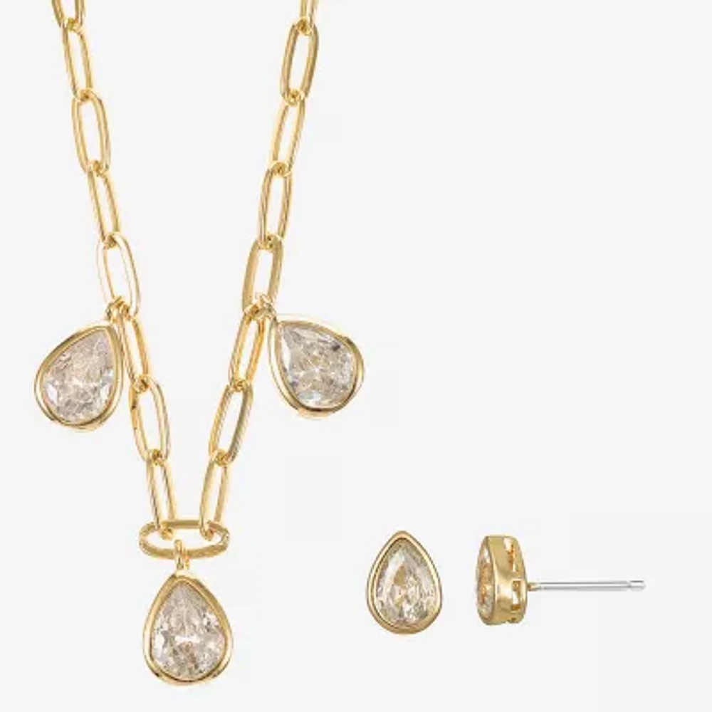 Sparkle Allure Womens Cubic Zirconia 14K Gold Over Brass 2-pc. Jewelry Set