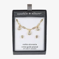 Sparkle Allure Womens Cubic Zirconia 14K Gold Over Brass 2-pc. Jewelry Set