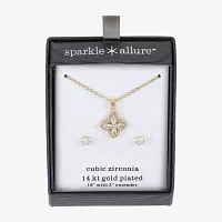 Sparkle Allure Womens Cubic Zirconia 14K Gold Over Brass Clover 2-pc. Jewelry Set