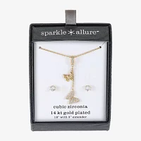 Sparkle Allure Womens Cubic Zirconia 14K Gold Over Brass Butterfly 2-pc. Jewelry Set