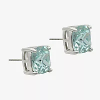 Sparkle Allure Blue Crystal 12.4mm Cushion Stud Earrings