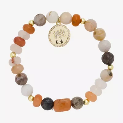 Footnotes Lucky Elephant Cubic Zirconia 10K Gold Over Brass Beaded Bracelet
