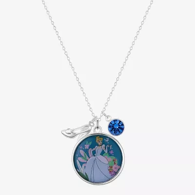 Disney Classics Womens Crystal Pure Silver Over Brass Pendant Necklaces