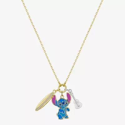 Disney Classics Womens Cubic Zirconia 10K Gold Over Brass Pure Silver Over Brass Pendant Necklaces