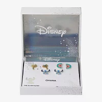 Disney Classics Palm Tree And Rainbow 10K Gold Over Brass Pure Silver Over Brass Lilo & Stitch 3 Pair Earring Set