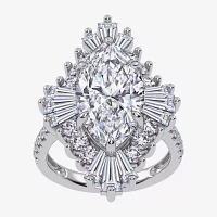 Vs2-Si1 / G-H) Womens 6 3/4 Ct. T.W. Lab Grown White Diamond 10K Gold Marquise Side Stone Cocktail Ring