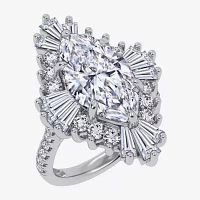 Vs2-Si1 / G-H) Womens 6 3/4 Ct. T.W. Lab Grown White Diamond 10K Gold Marquise Side Stone Cocktail Ring