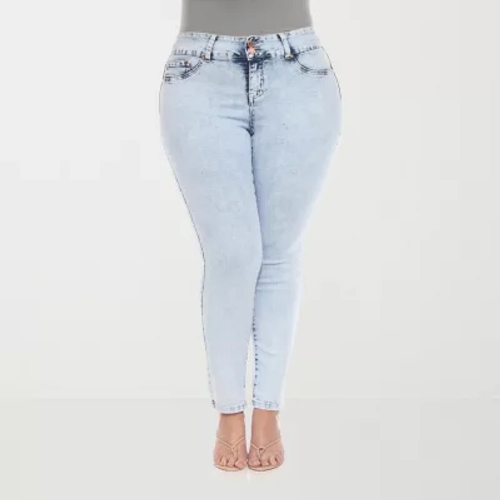 White Mark - Plus Stretch Fabric Womens Mid Rise Skinny Fit Jean