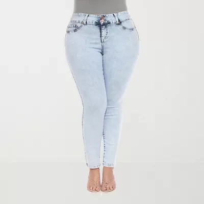 White Mark - Plus Stretch Fabric Womens Mid Rise Skinny Fit Jean