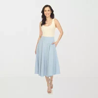 White Mark Womens Midi A-Line Skirt