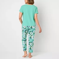 Liz Claiborne Womens V-Neck Short Sleeve 2-pc. Pajama Sets