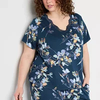 Ambrielle Womens Plus Short Sleeve V Neck Pajama Top