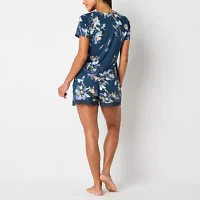 Ambrielle Womens Short Sleeve V Neck Pajama Top
