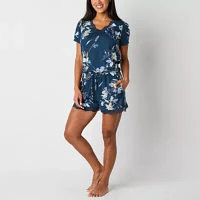 Ambrielle Womens Short Sleeve V Neck Pajama Top