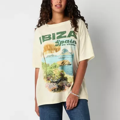 Juniors Ibiza Spain Oversized Tee Womens Crew Neck Short Sleeve Graphic T-Shirt