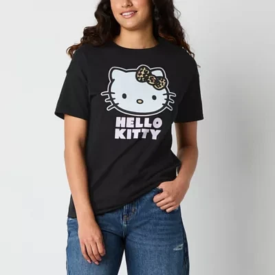 Juniors Womens Crew Neck Short Sleeve Hello Kitty Graphic T-Shirt