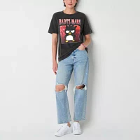 Juniors Badtz-Maru Boyfriend Tee Womens Crew Neck Short Sleeve Hello Kitty Graphic T-Shirt