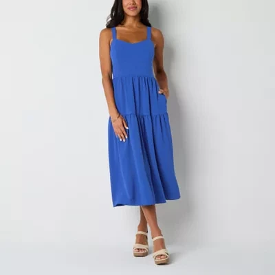 Be by CHETTA B Womens Sleeveless Midi Fit + Flare Dress