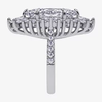 Vs2-Si1 / G-H) Womens 6 3/4 Ct. T.W. Lab Grown White Diamond 10K Gold Marquise Side Stone Cocktail Ring