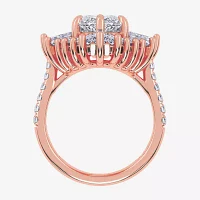 (Vs2-Si1 / G-H) Womens 6 3/4 Ct. T.W. Lab Grown White Diamond 10K Rose Gold Marquise Side Stone Cocktail Ring