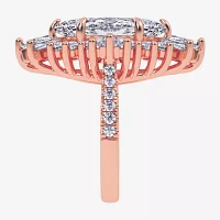 (Vs2-Si1 / G-H) Womens 6 3/4 Ct. T.W. Lab Grown White Diamond 10K Rose Gold Marquise Side Stone Cocktail Ring