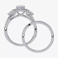 Signature By Modern Bride (G-H,Vs2-Si1) Womens 1 1/2 CT. T.W. Lab Grown White Diamond 14K Gold Oval Halo Engagement Ring
