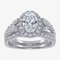 Signature By Modern Bride (G-H,Vs2-Si1) Womens 1 1/2 CT. T.W. Lab Grown White Diamond 14K Gold Oval Halo Engagement Ring