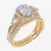 Signature By Modern Bride (G-H,Vs2-Si1) Womens 1 1/2 CT. T.W. Lab Grown White Diamond 14K Gold Oval Halo Engagement Ring