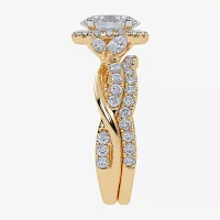 Signature By Modern Bride (G-H,Vs2-Si1) Womens 1 1/2 CT. T.W. Lab Grown White Diamond 14K Gold Oval Halo Engagement Ring