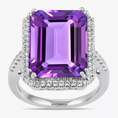 Womens Gemstone Sterling Silver Cocktail Ring