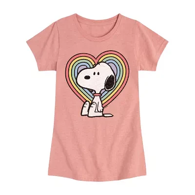 Big Girls Crew Neck Short Sleeve Peanuts T-Shirt