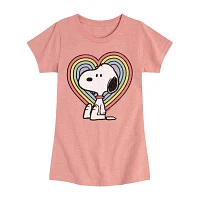 Big Girls Crew Neck Short Sleeve Peanuts T-Shirt