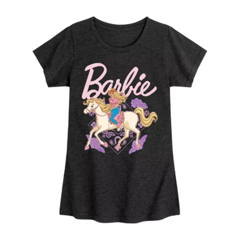 Big Girls Crew Neck Short Sleeve Barbie T-Shirt