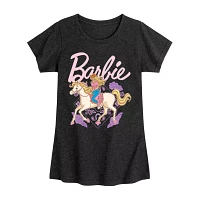 Big Girls Crew Neck Short Sleeve Barbie T-Shirt