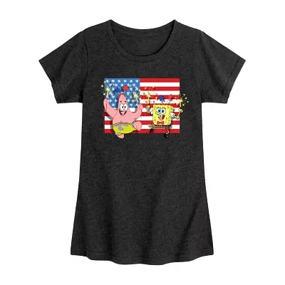 Big Girls Crew Neck Short Sleeve Spongebob T-Shirt