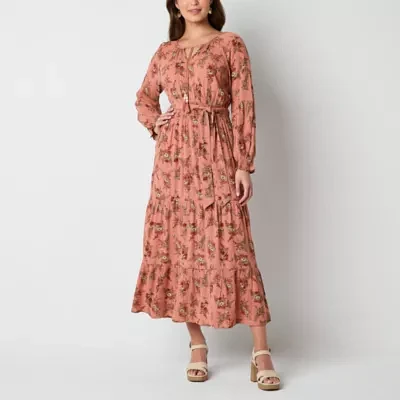 Frye and Co. Womens Long Sleeve Floral Maxi Dress
