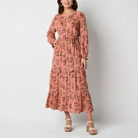 Frye and Co. Womens Long Sleeve Floral Maxi Dress