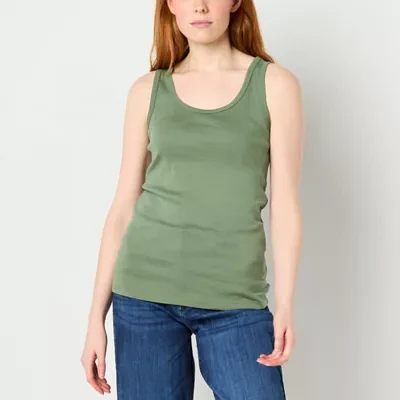 St. John's Bay Womens Scoop Neck Sleeveless Tank Top