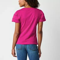 St. John's Bay Womens Round Neck Short Sleeve Blouse