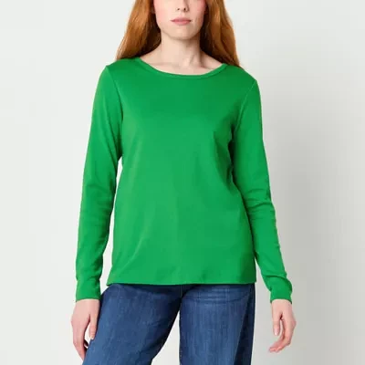 St. John's Bay Womens Crew Neck Long Sleeve T-Shirt