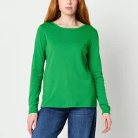 St. John's Bay Womens Crew Neck Long Sleeve T-Shirt