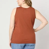 St. John's Bay Womens Plus Scoop Neck Sleeveless Tank Top