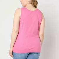 St. John's Bay Womens Plus Scoop Neck Sleeveless Tank Top
