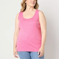 St. John's Bay Womens Plus Scoop Neck Sleeveless Tank Top