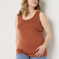 St. John's Bay Womens Plus Scoop Neck Sleeveless Tank Top
