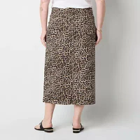 Liz Claiborne Womens Mid Rise Denim Skirt-Plus