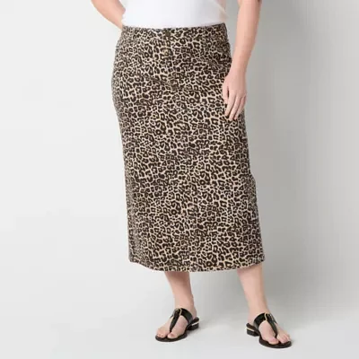 Liz Claiborne Womens Mid Rise Denim Skirt-Plus