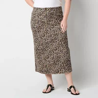 Liz Claiborne Womens Mid Rise Denim Skirt-Plus